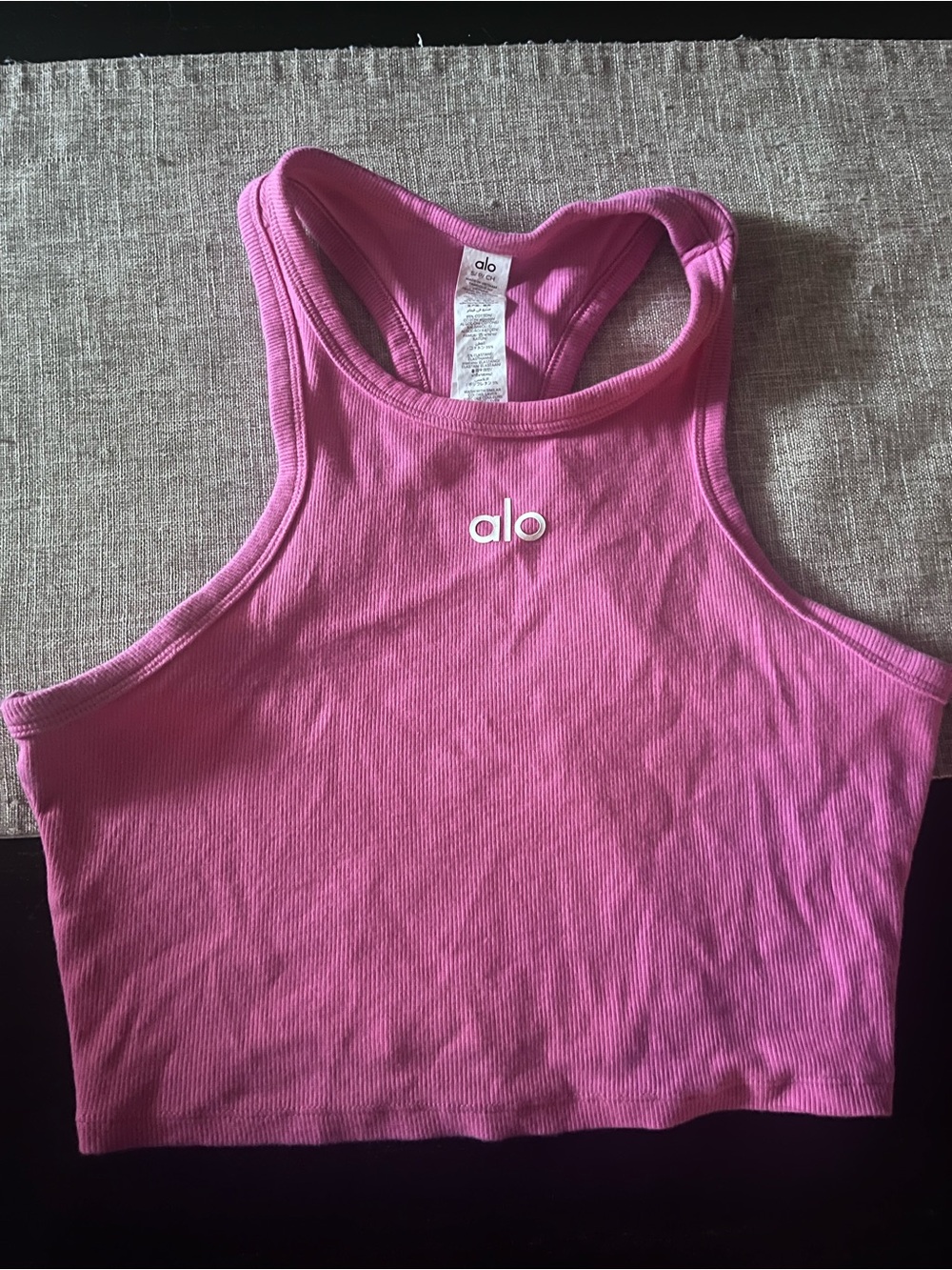 ALO Yoga Hot Pink Ribbed Racerback Crop Top